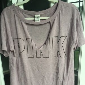 VS PINK Light Purple Cutout Short Sleeve Top